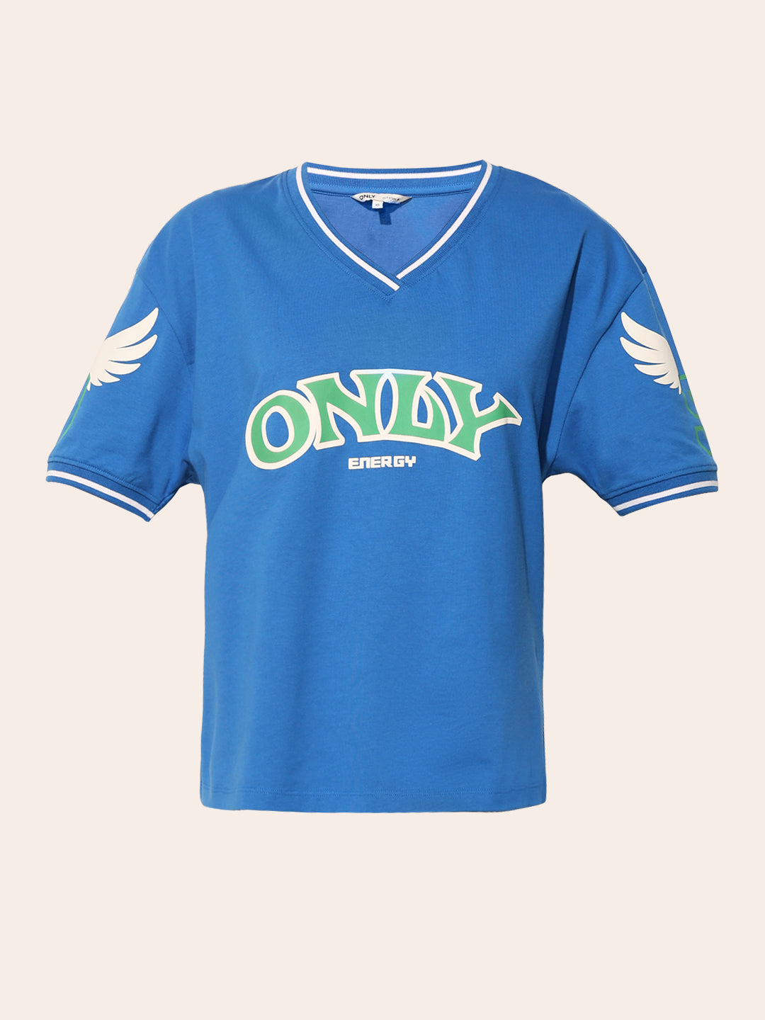 Blue Cotton Printed T-shirt