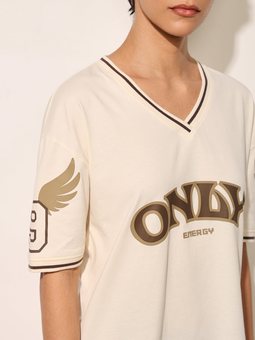 Off-White Cotton Printed T-shirt