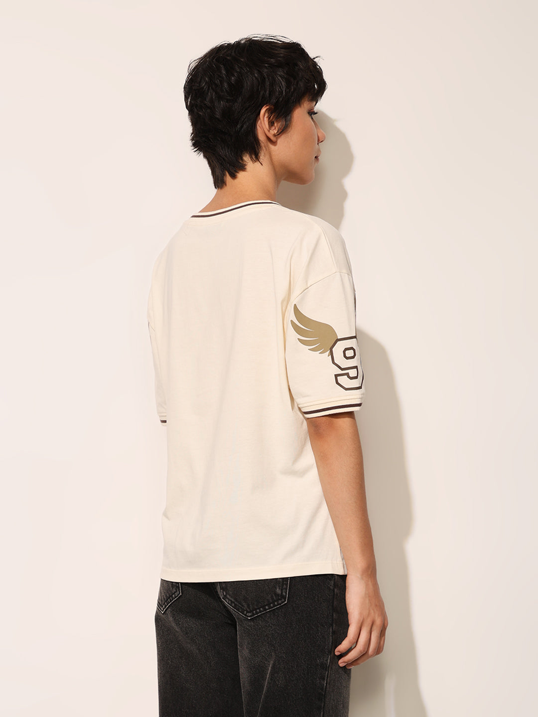 Off-White Cotton Printed T-shirt