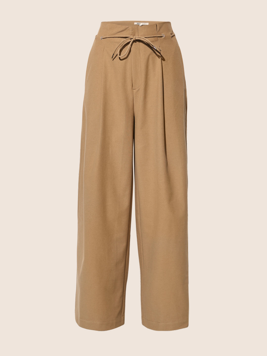 Brown Wide Leg Belted Pants