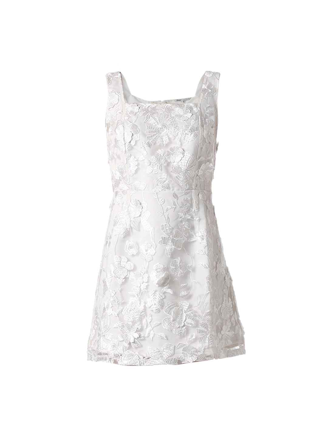 White Floral Embroidered Mini Dress