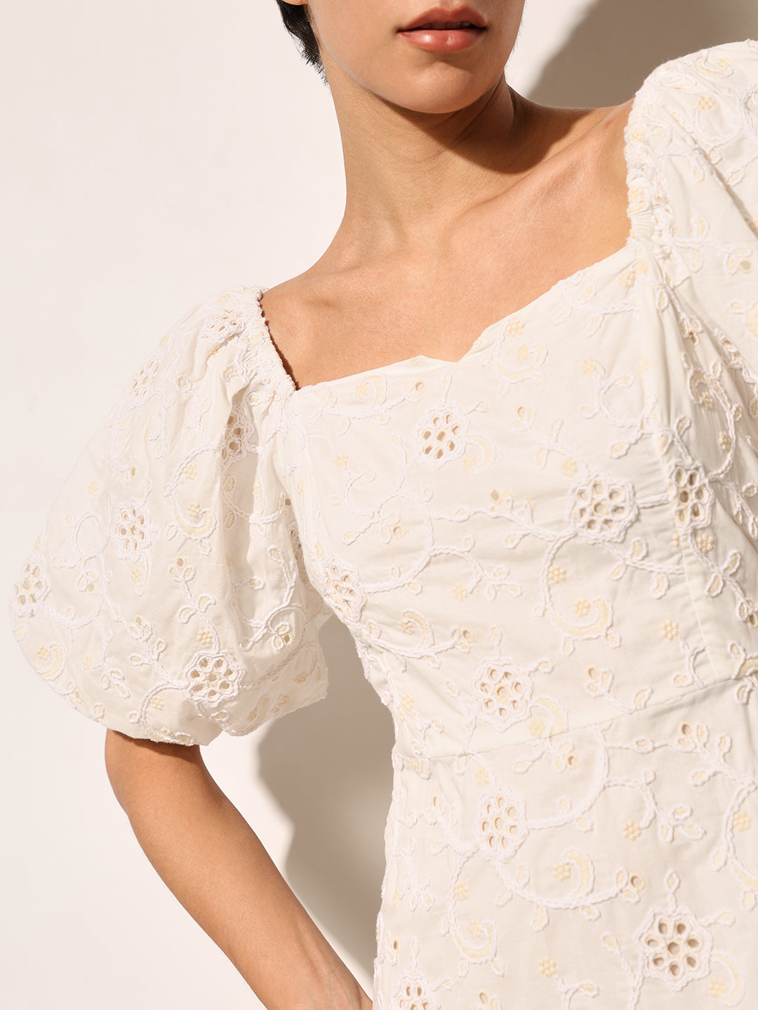 White Embroidered Cotton Dress