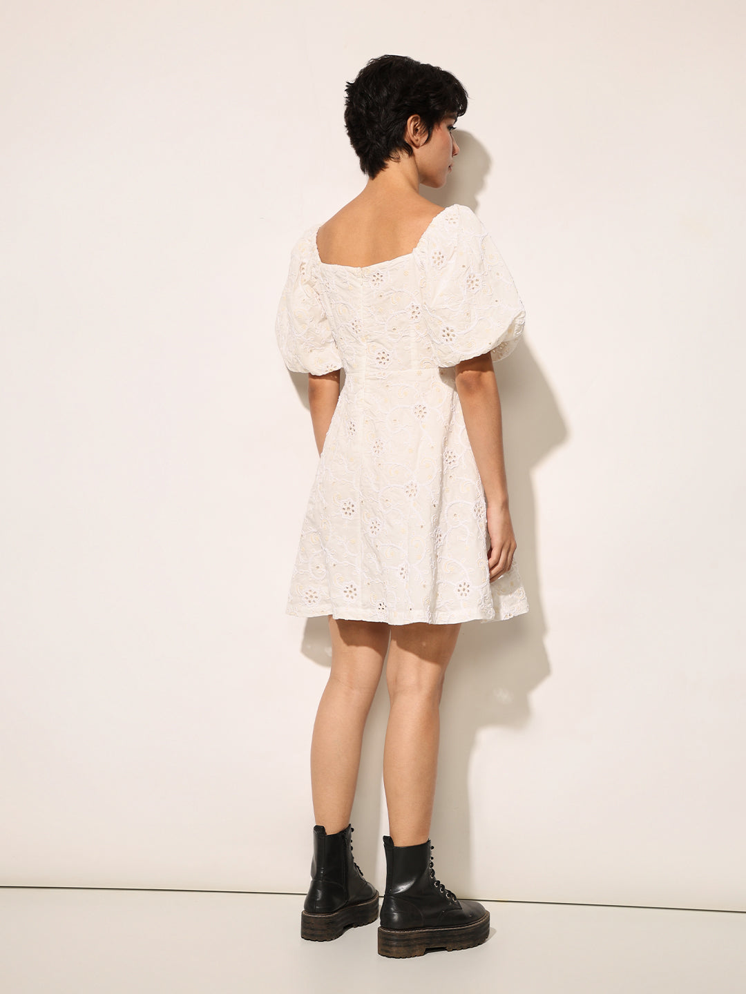 White Embroidered Cotton Dress