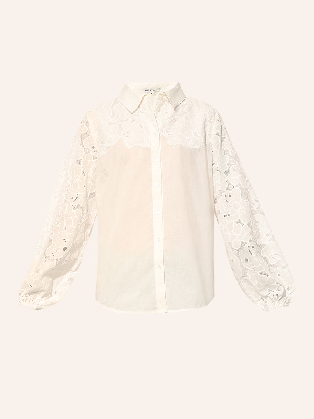 White Lace Sleeves Oversized Shirt