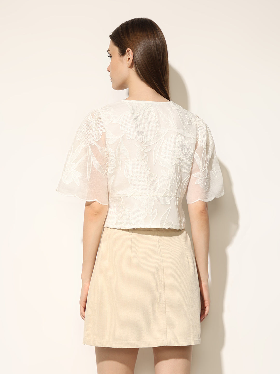 White Floral Embroidered Top