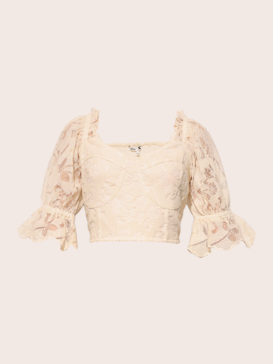 Beige Lace Crop Top