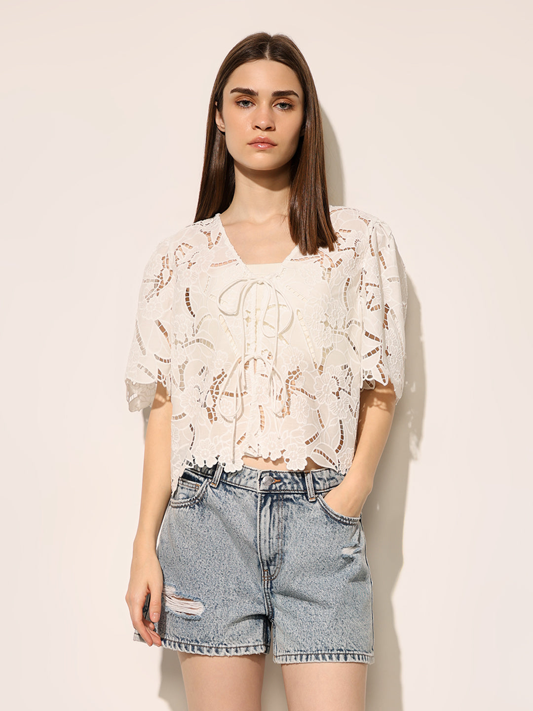 White Sheer Cropped Top