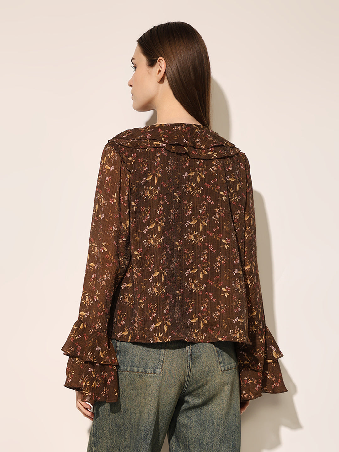Brown Printed Top