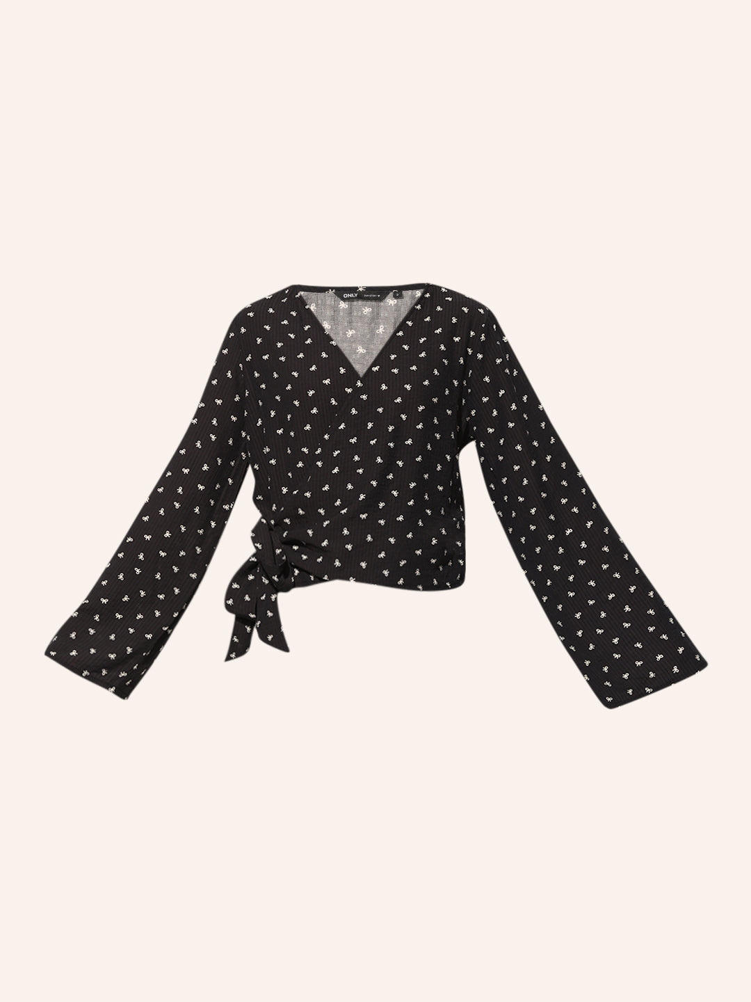 Black Printed Wrap Top