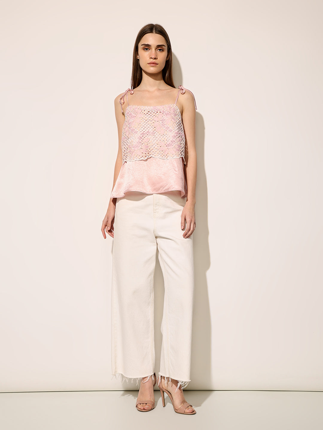 Pink Lace Strappy Top