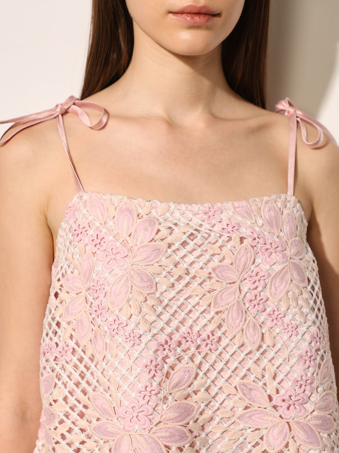 Pink Lace Strappy Top