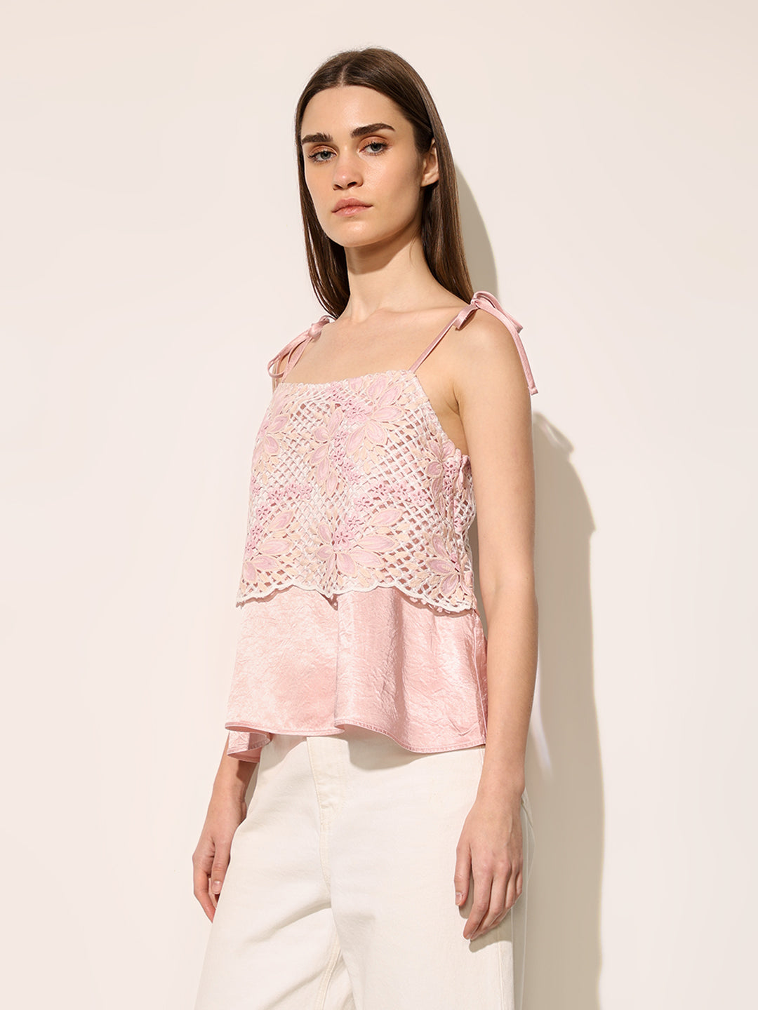 Pink Lace Strappy Top