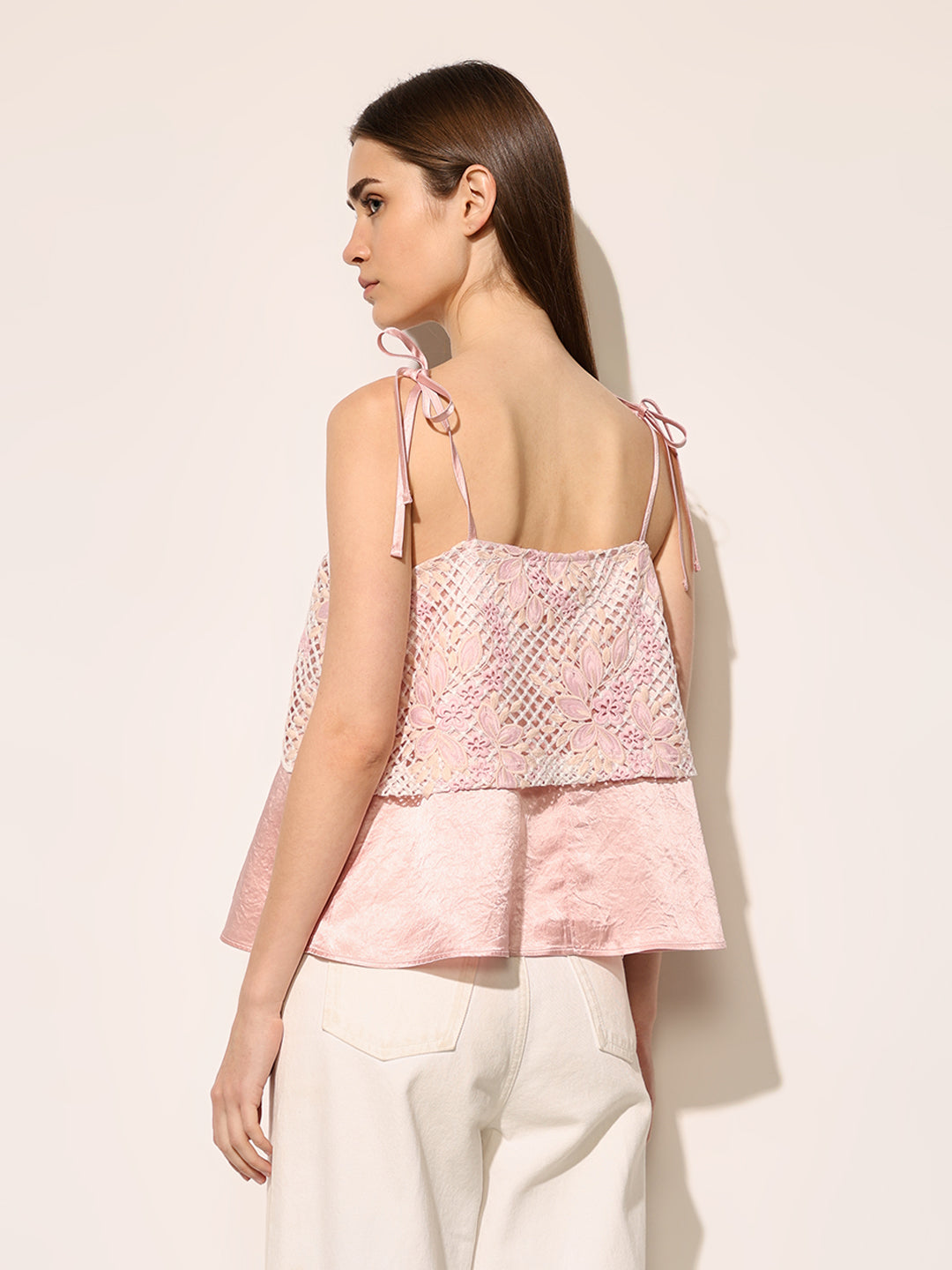 Pink Lace Strappy Top