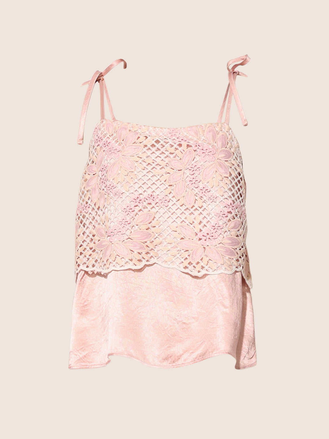 Pink Lace Strappy Top