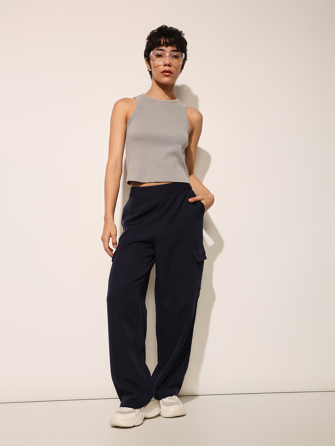 Navy Blue Loose Fit Pants
