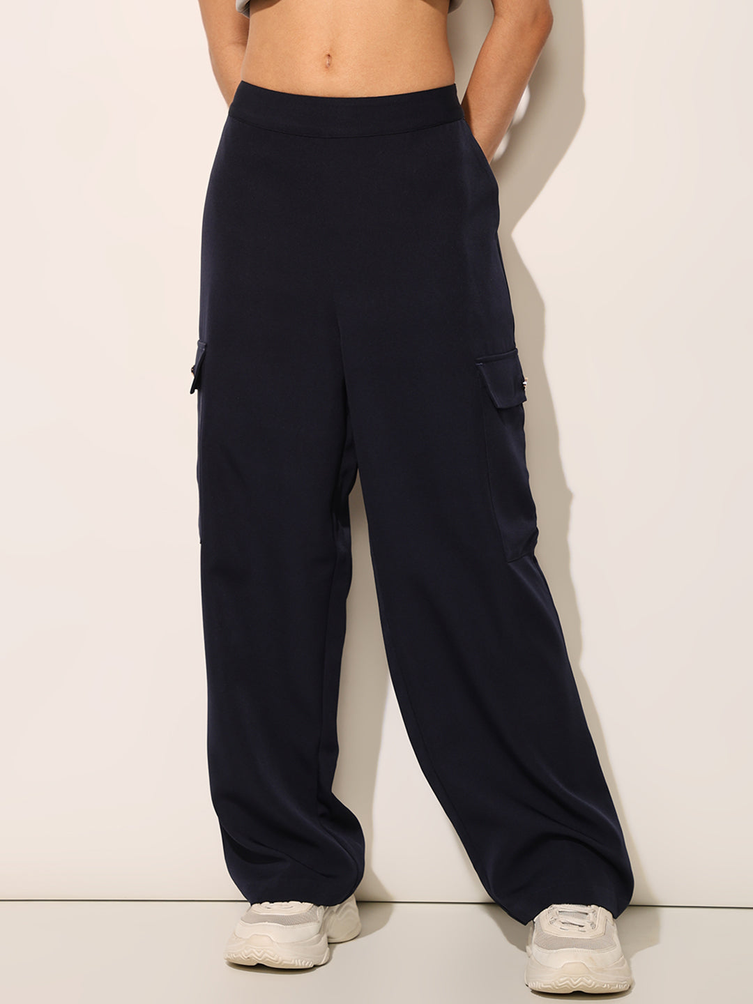 Navy Blue Loose Fit Pants
