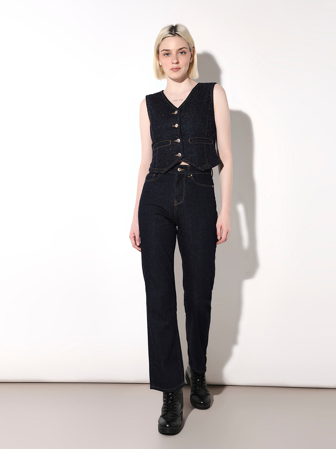 Dark Blue Denim Waistcoat