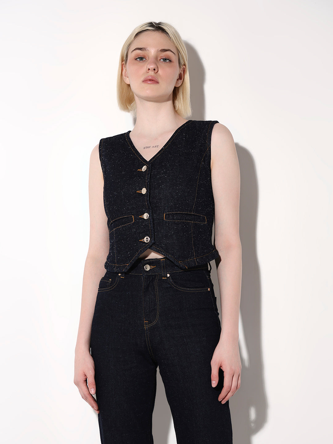 Dark Blue Denim Waistcoat
