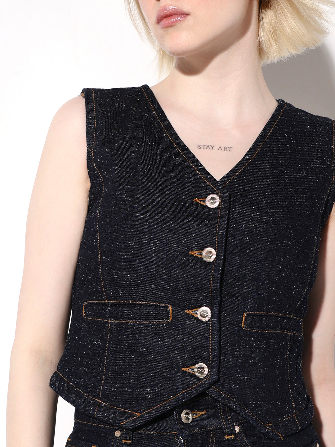 Dark Blue Denim Waistcoat