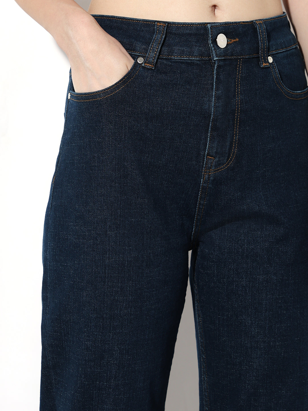 Dark Blue High Rise Straight Fit Jeans