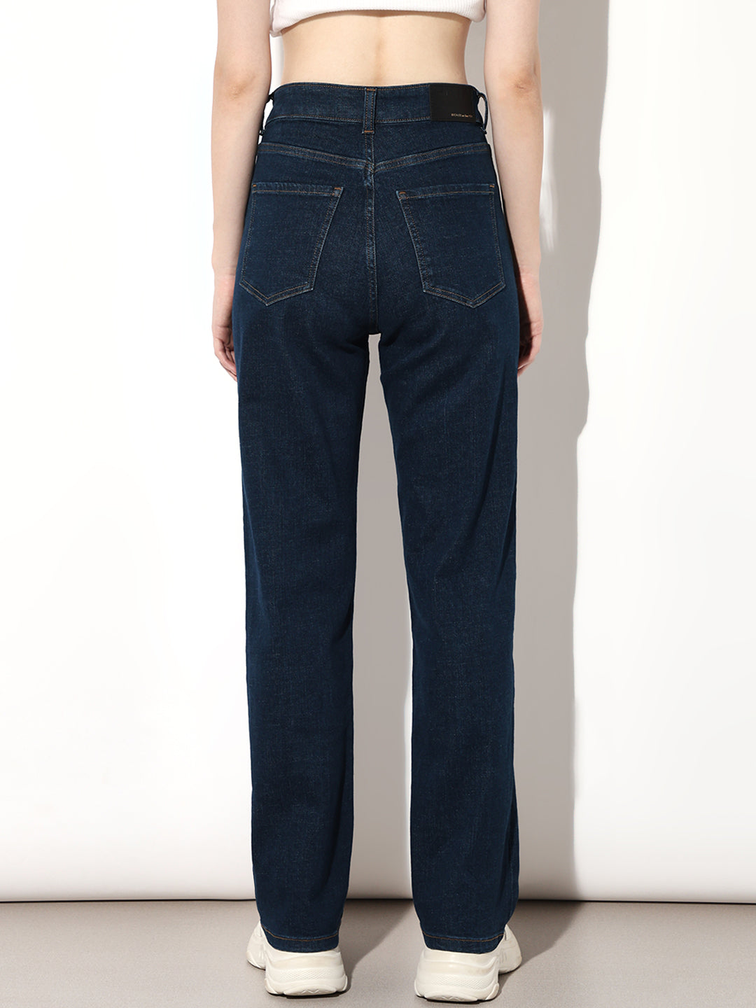 Dark Blue High Rise Straight Fit Jeans