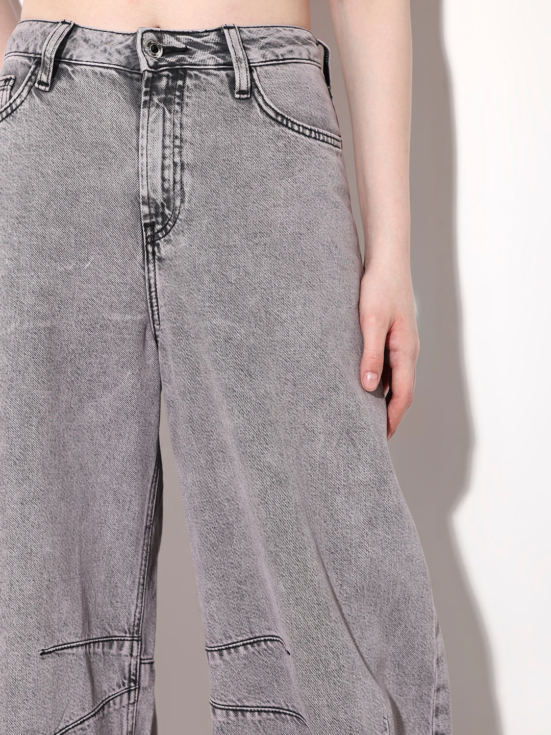 Grey High Rise Slouchy Fit Jeans