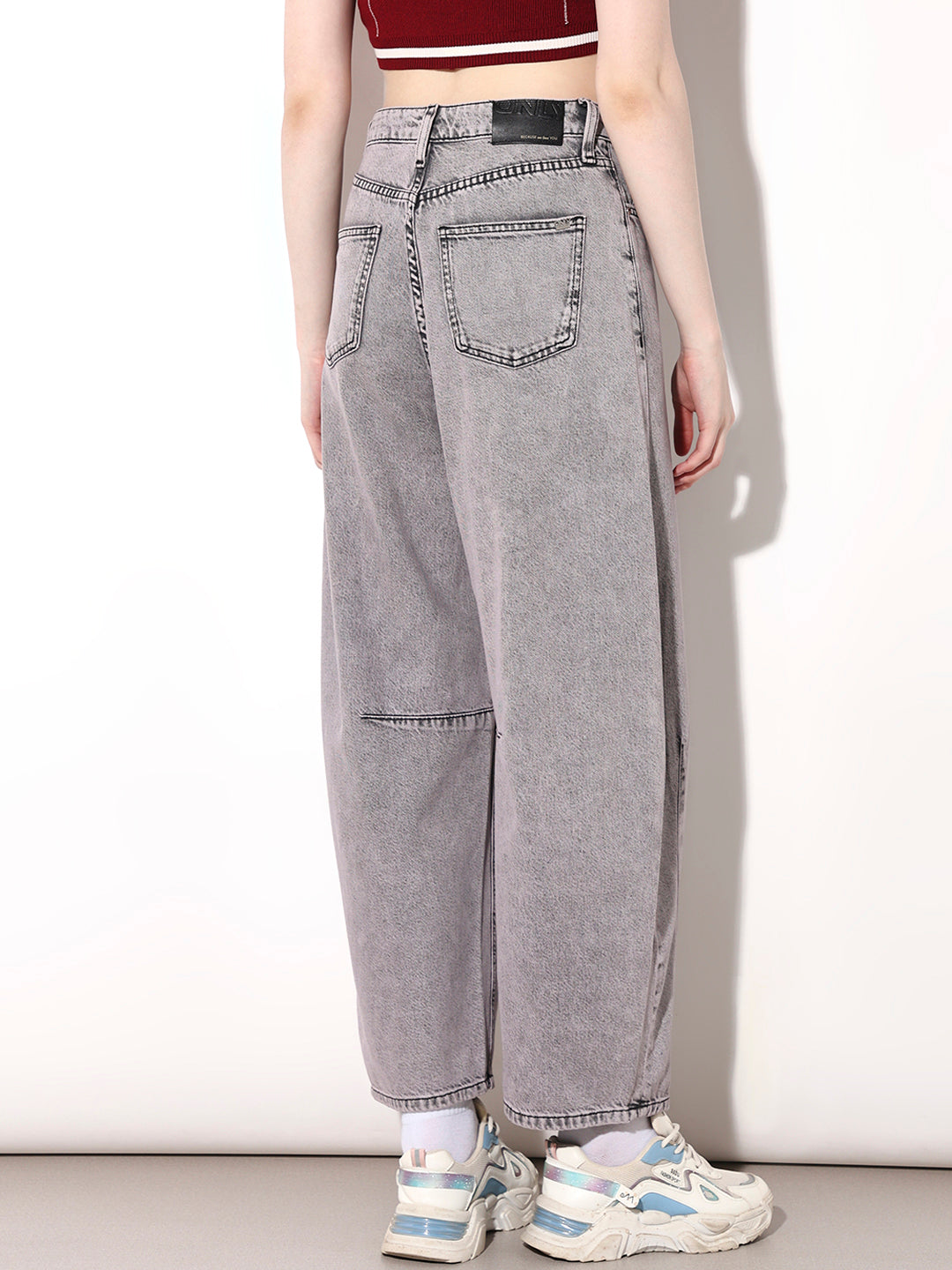 Grey High Rise Slouchy Fit Jeans