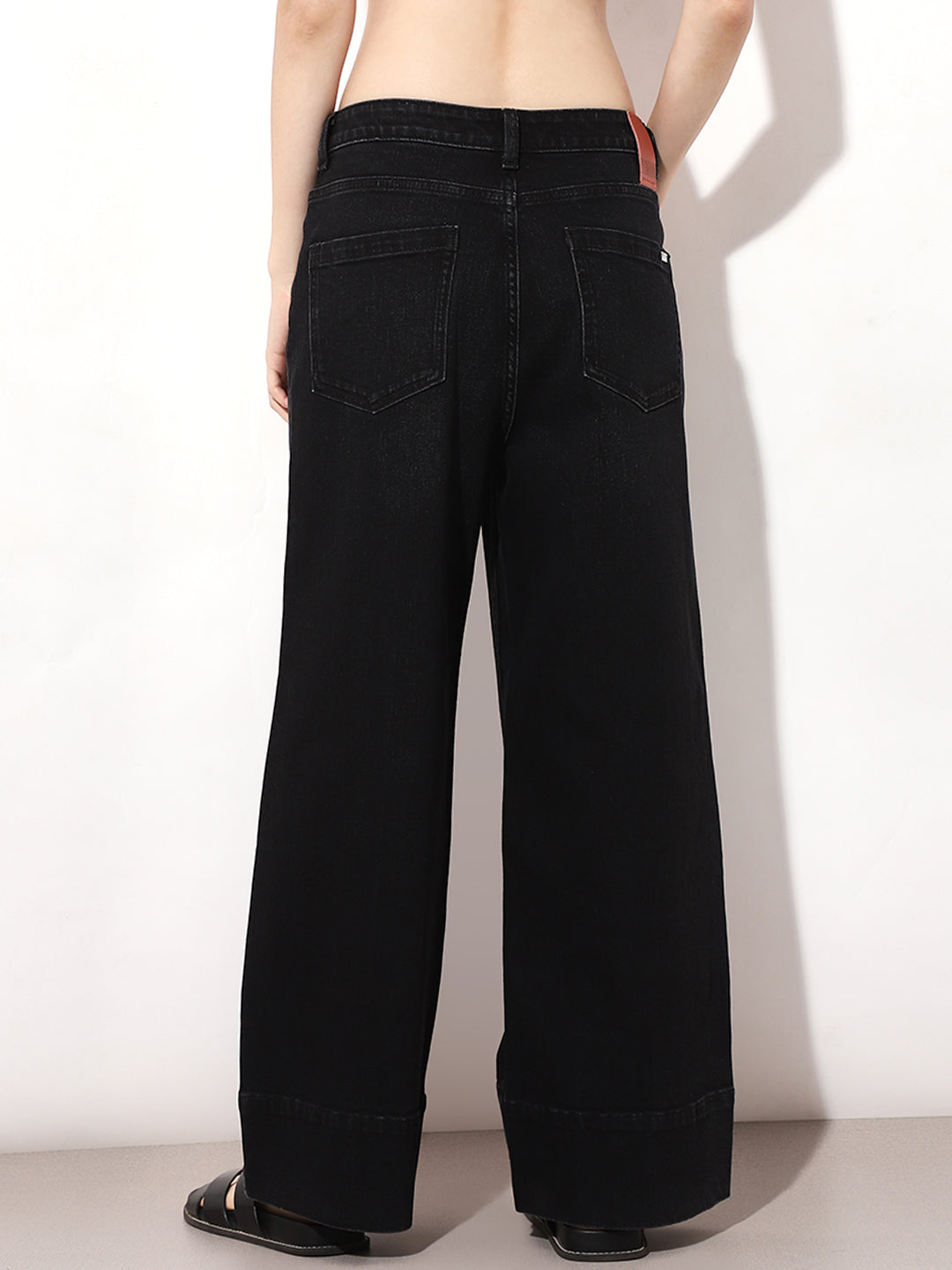 Black High Rise Wide Leg Jeans