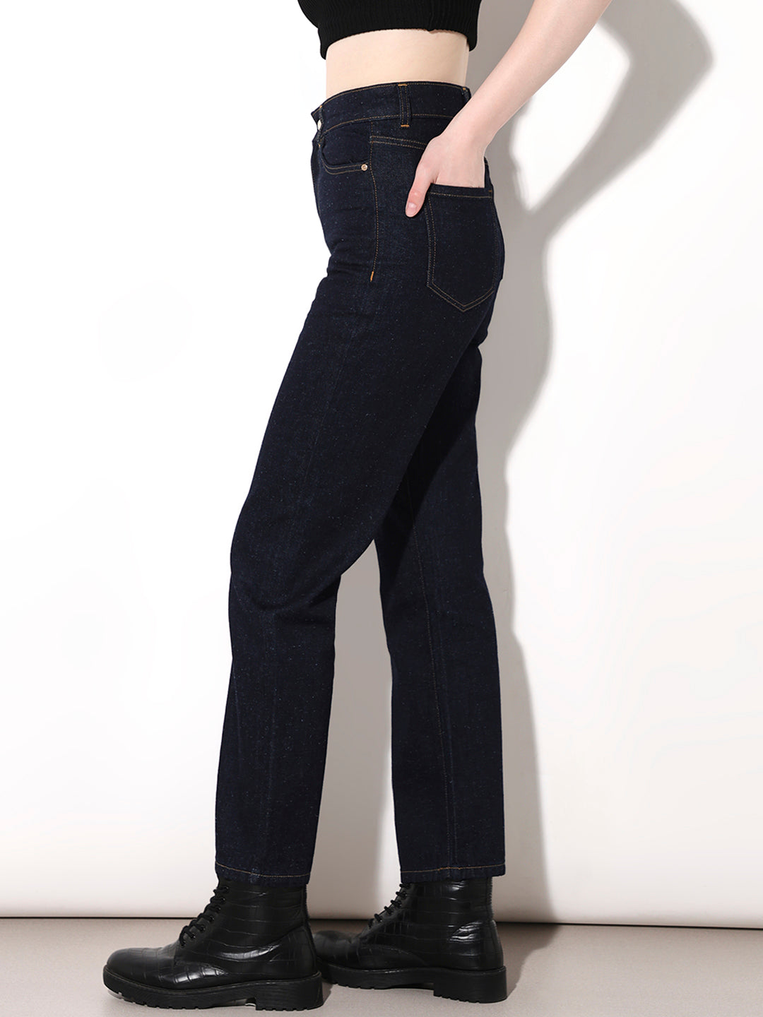 Dark Blue High Rise Flared Jeans