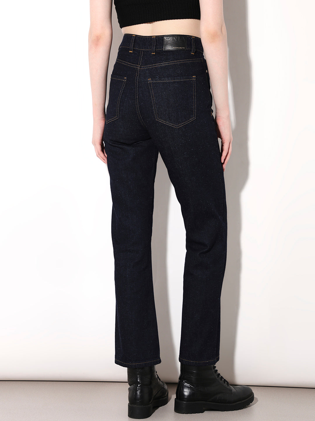 Dark Blue High Rise Flared Jeans