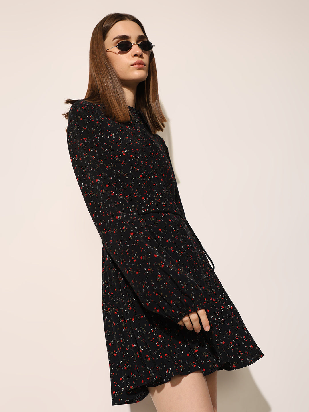 Black Printed Shirt Dress