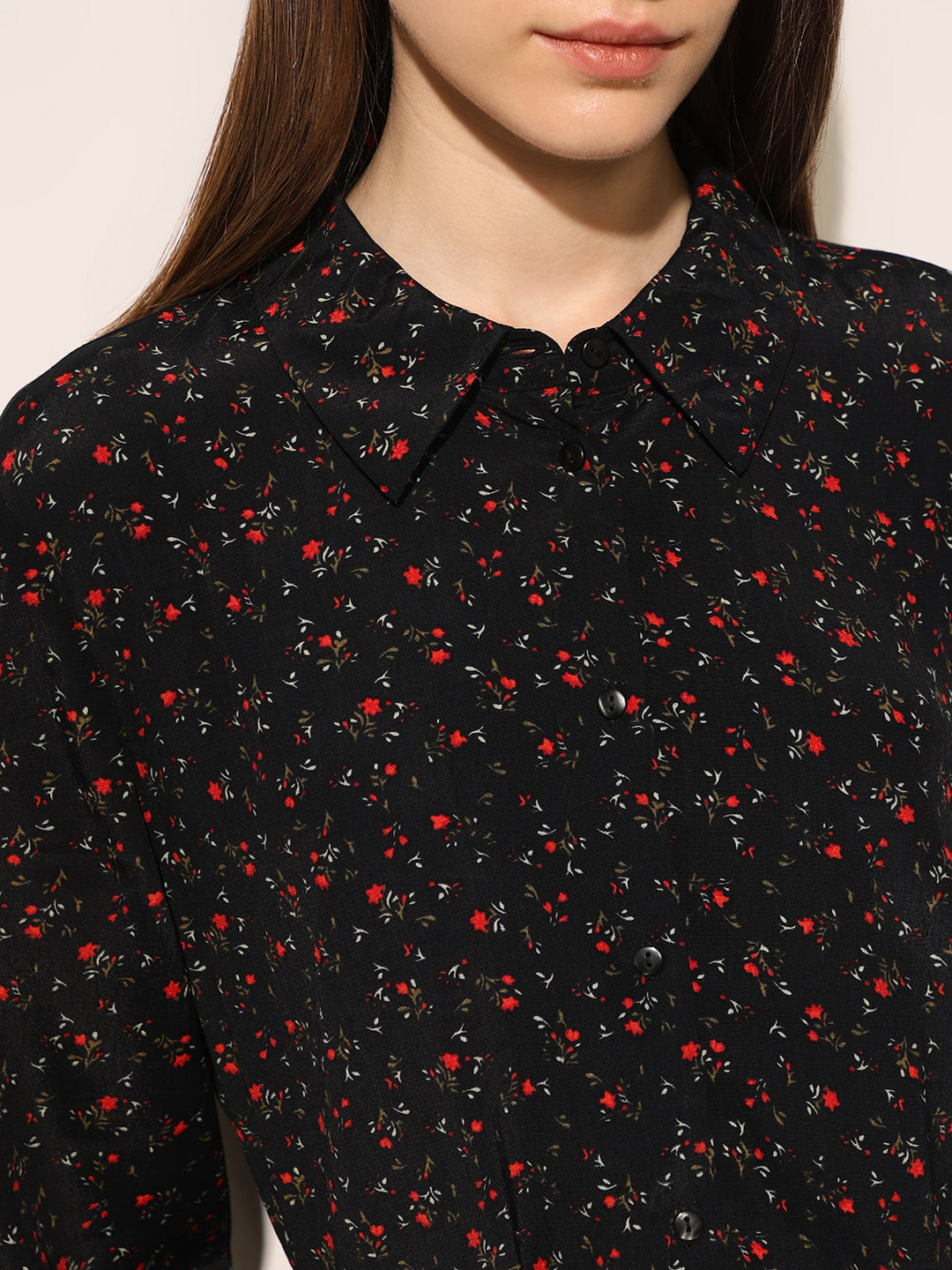 Black Printed Shirt Dress