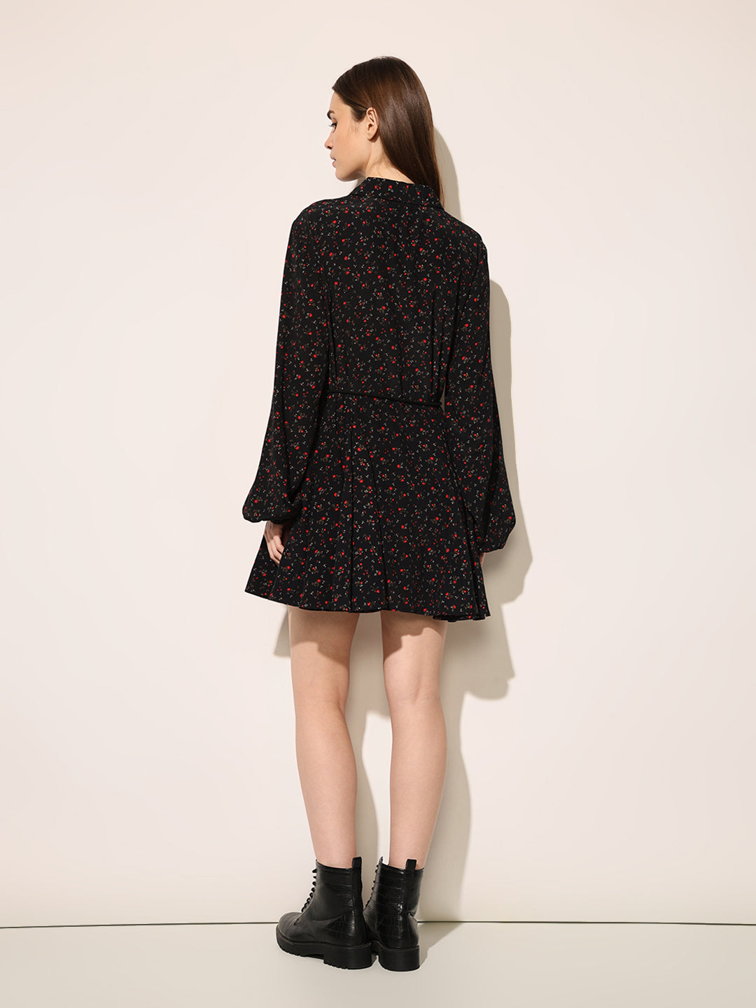 Black Printed Shirt Dress