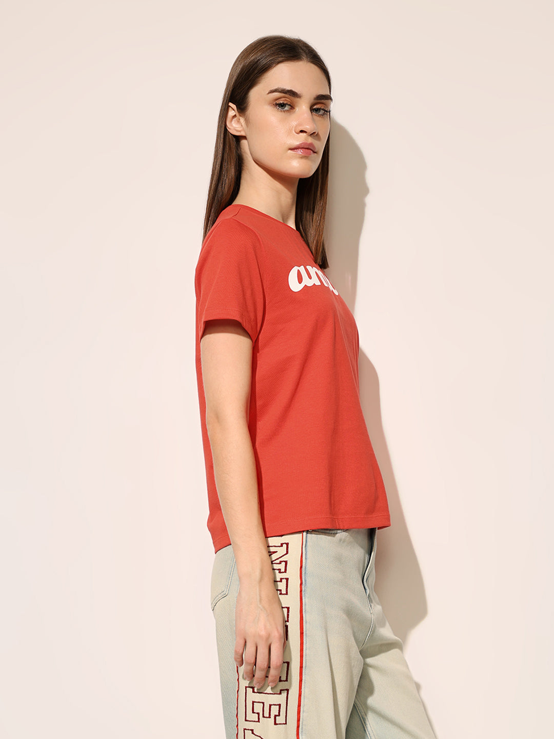 Red Printed Cotton T-shirt
