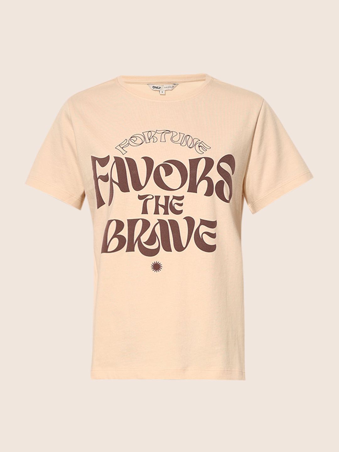 Beige Printed Cotton T-shirt