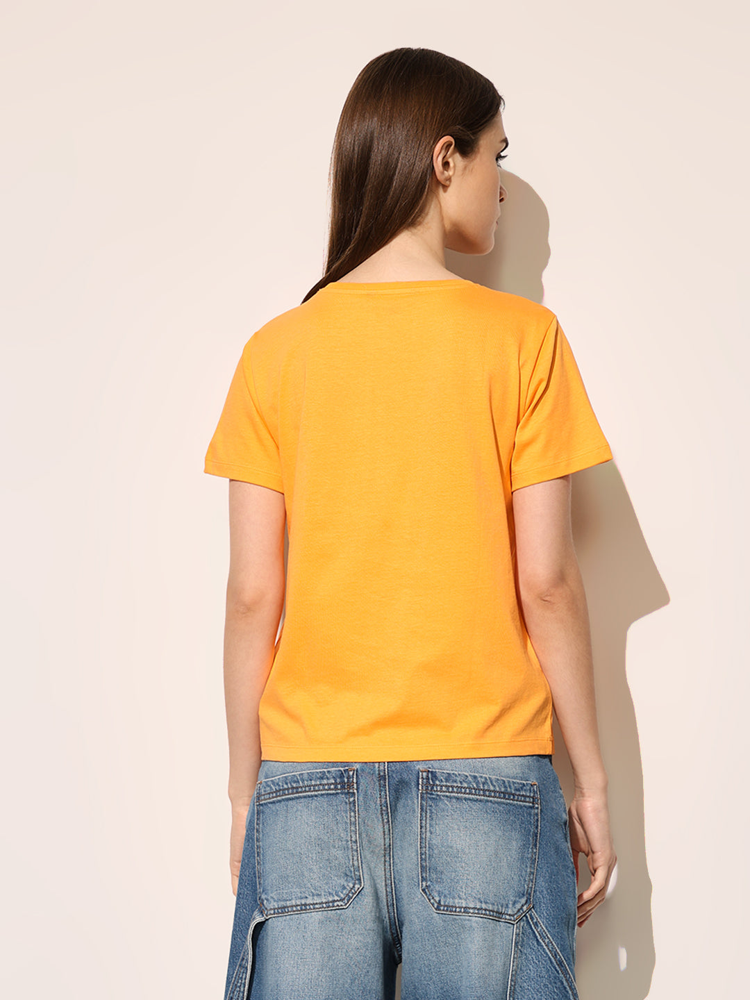 Yellow Printed Cotton T-shirt