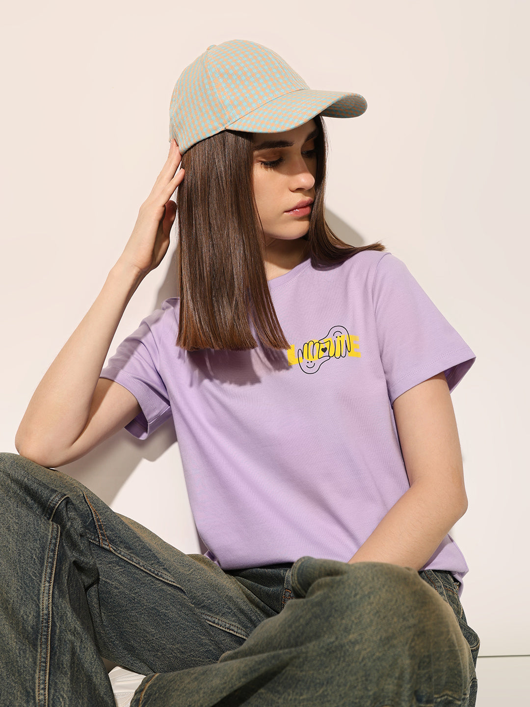 Purple Printed Cotton T-shirt