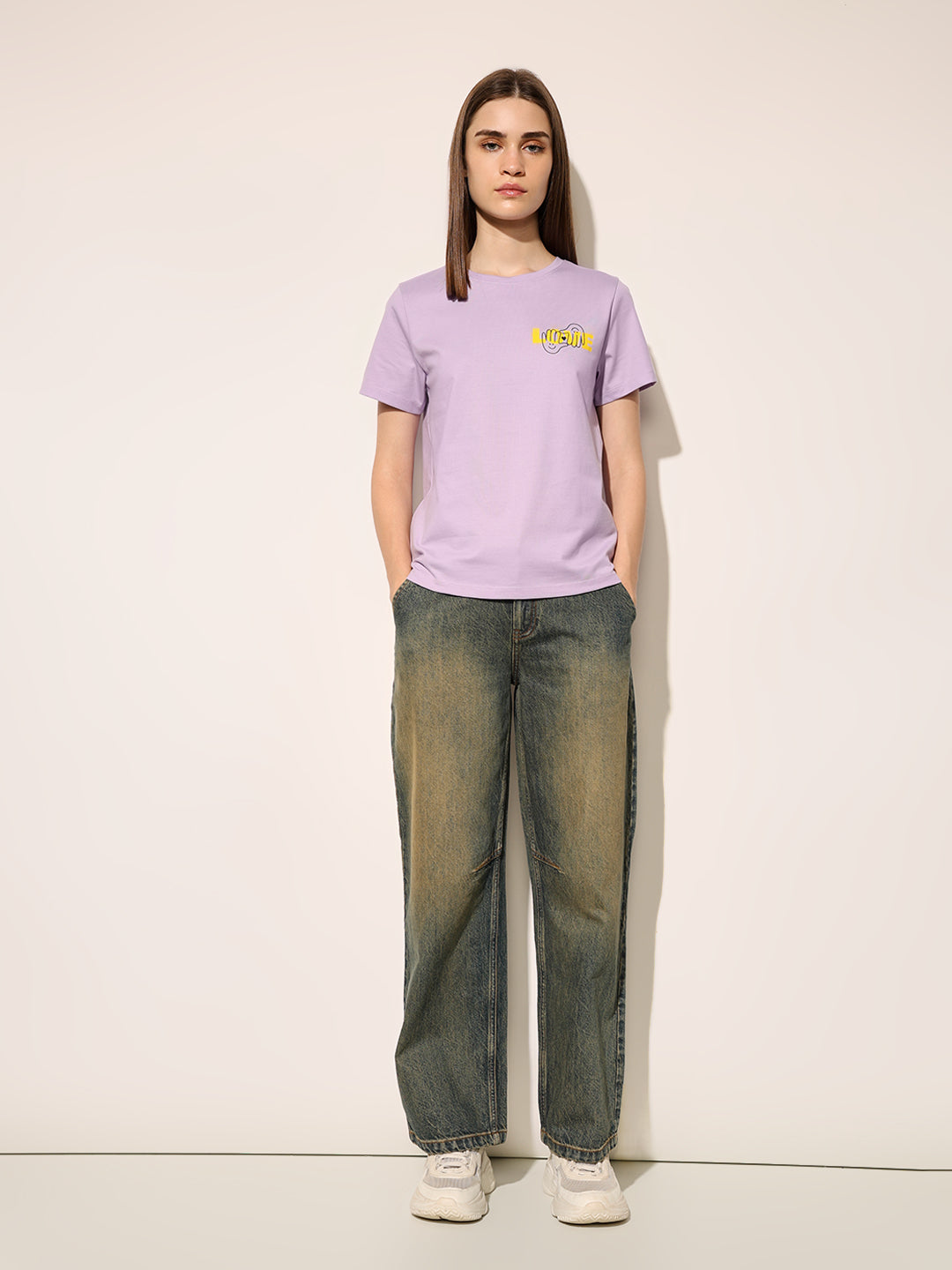 Purple Printed Cotton T-shirt