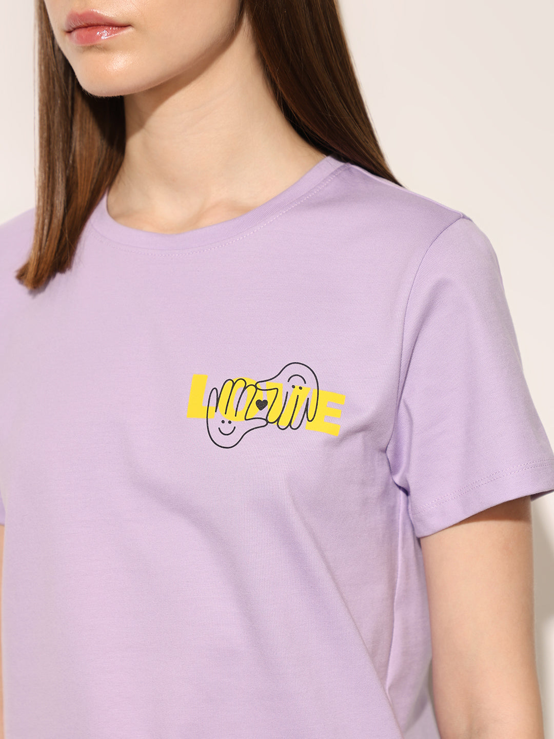 Purple Printed Cotton T-shirt