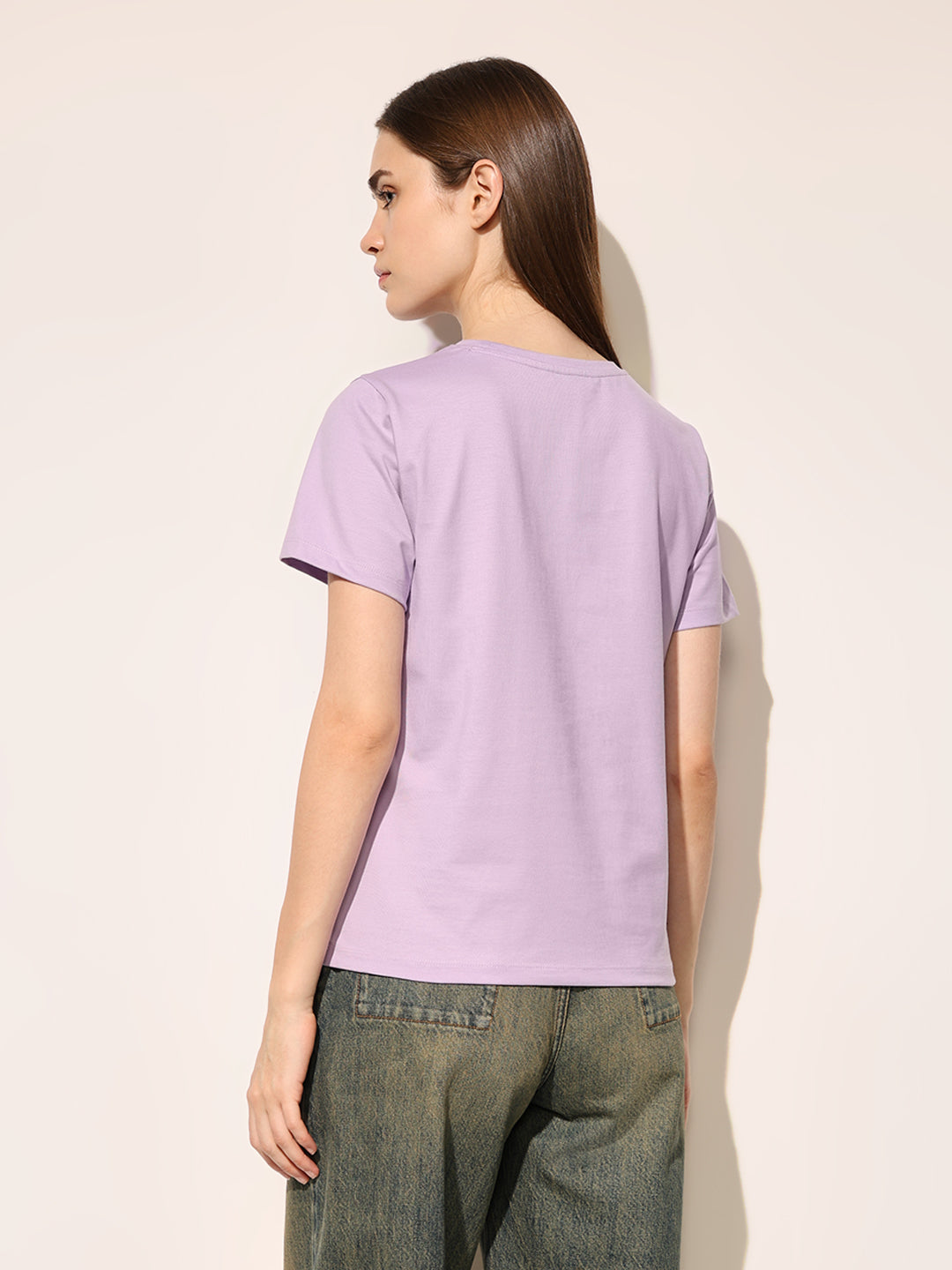 Purple Printed Cotton T-shirt