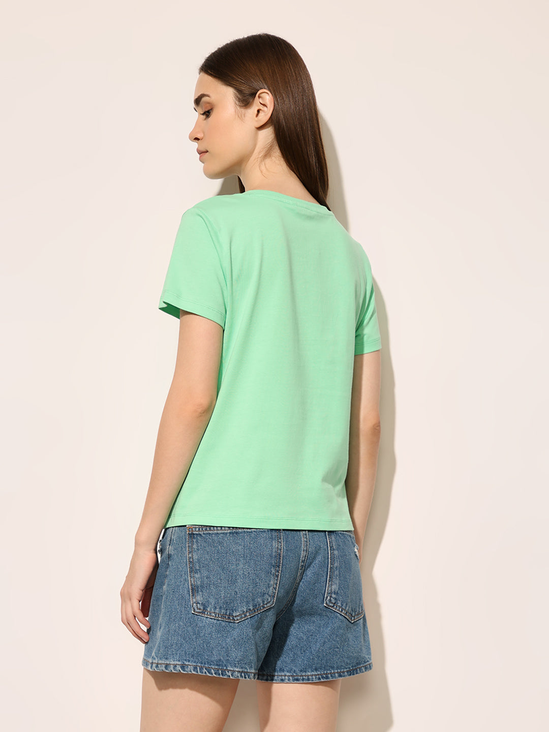 Green Printed Cotton T-shirt