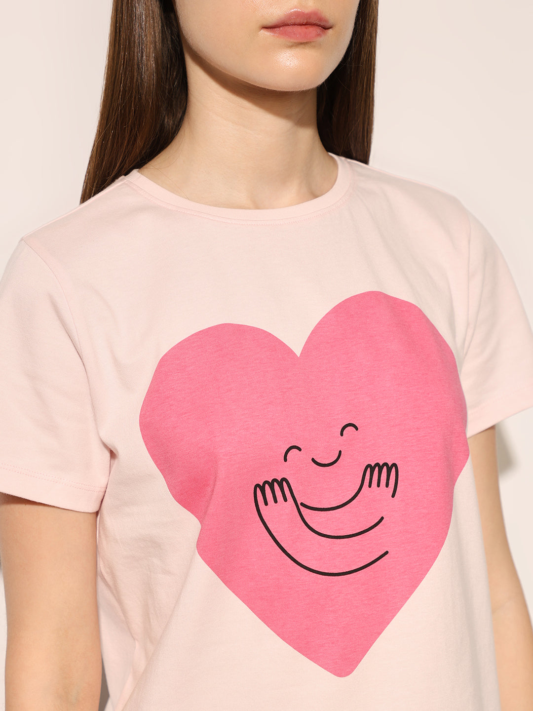 Pink Heart Print T-shirt