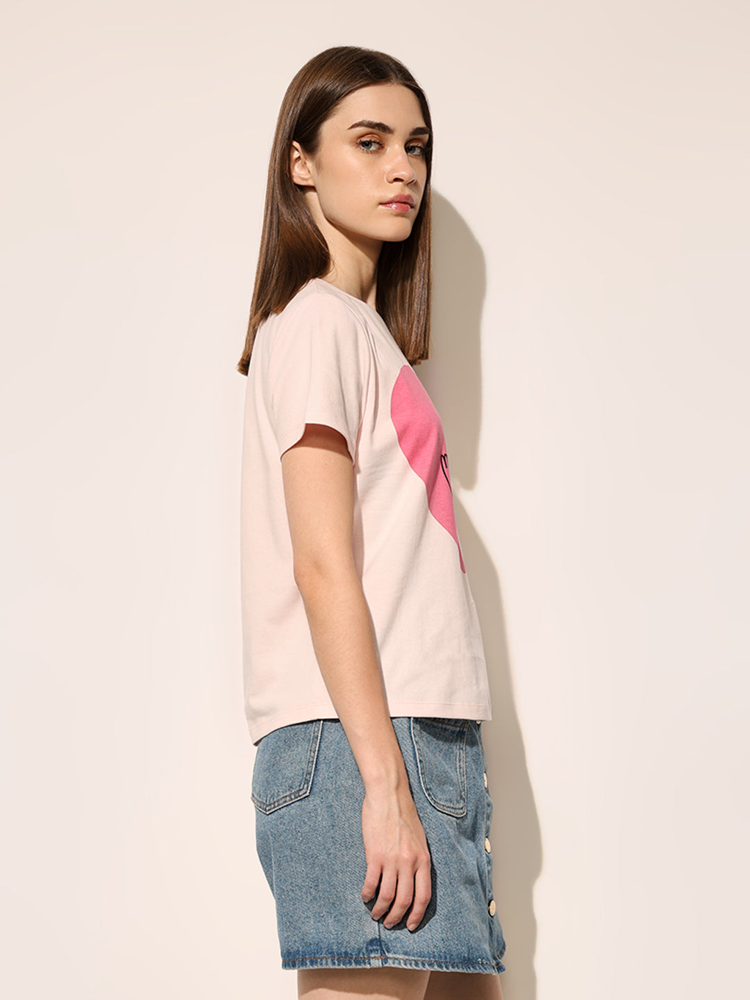 Pink Heart Print T-shirt