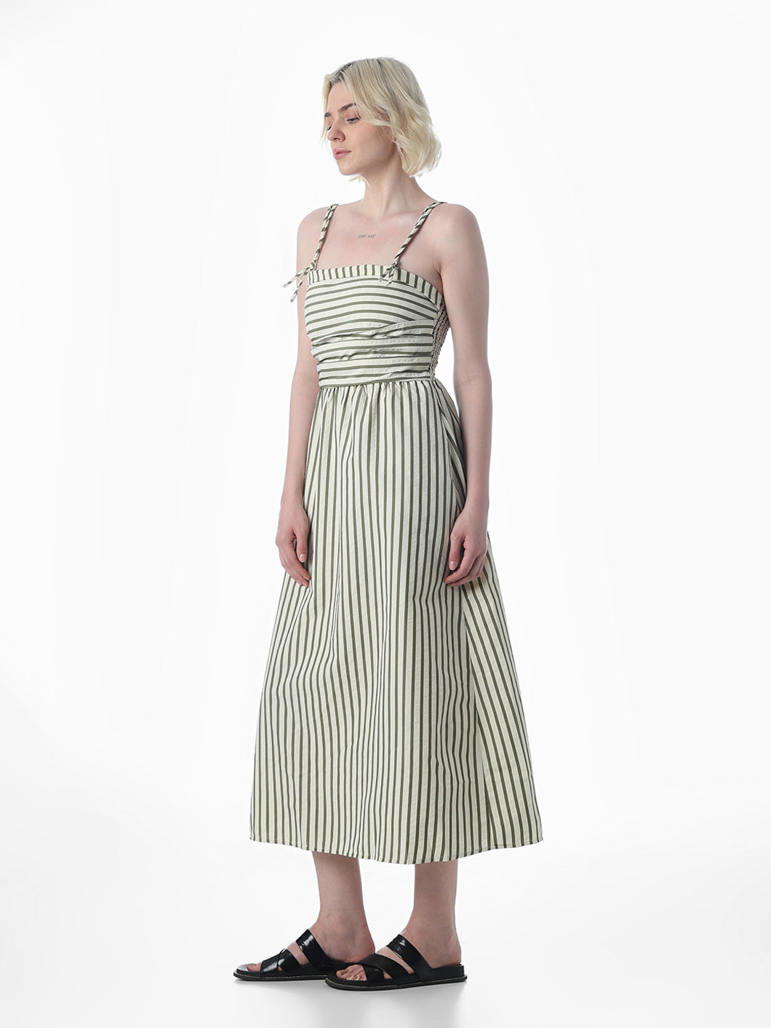 Green Striped Midi Dress