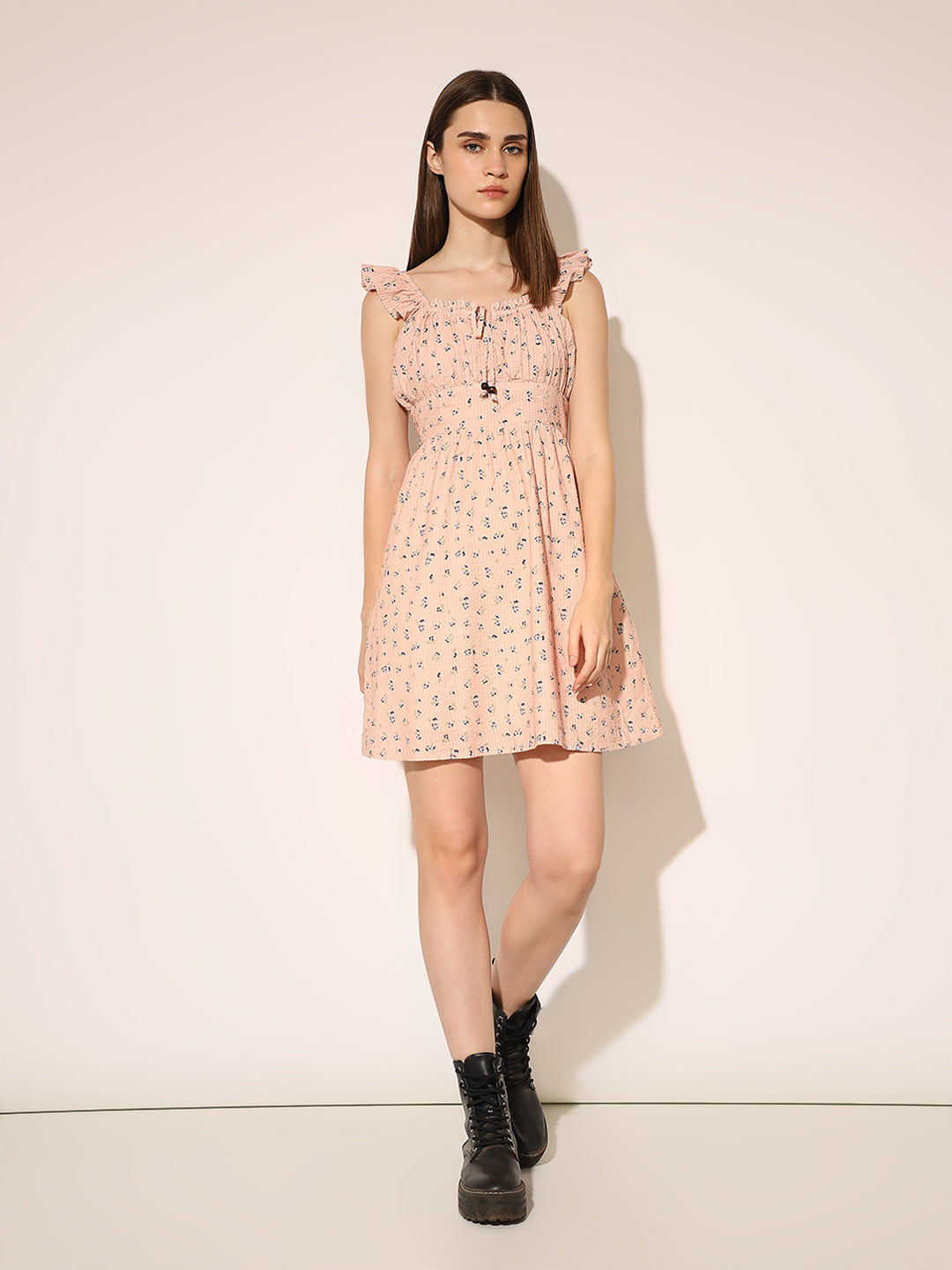 Pink Printed Mini Dress