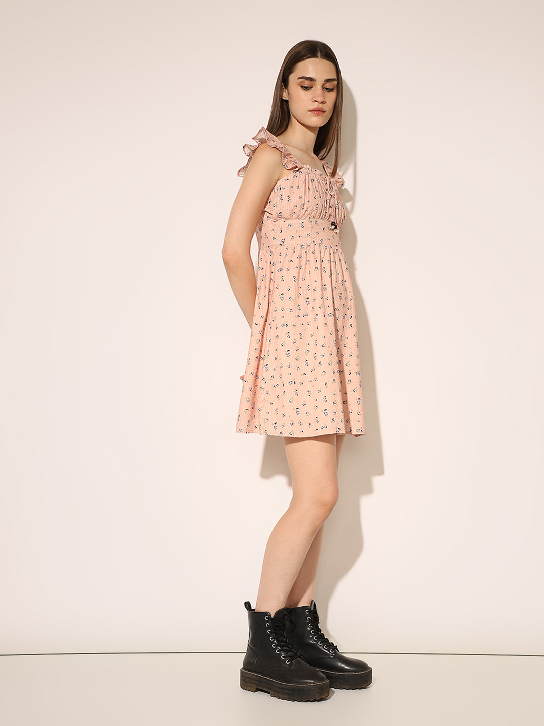 Pink Printed Mini Dress