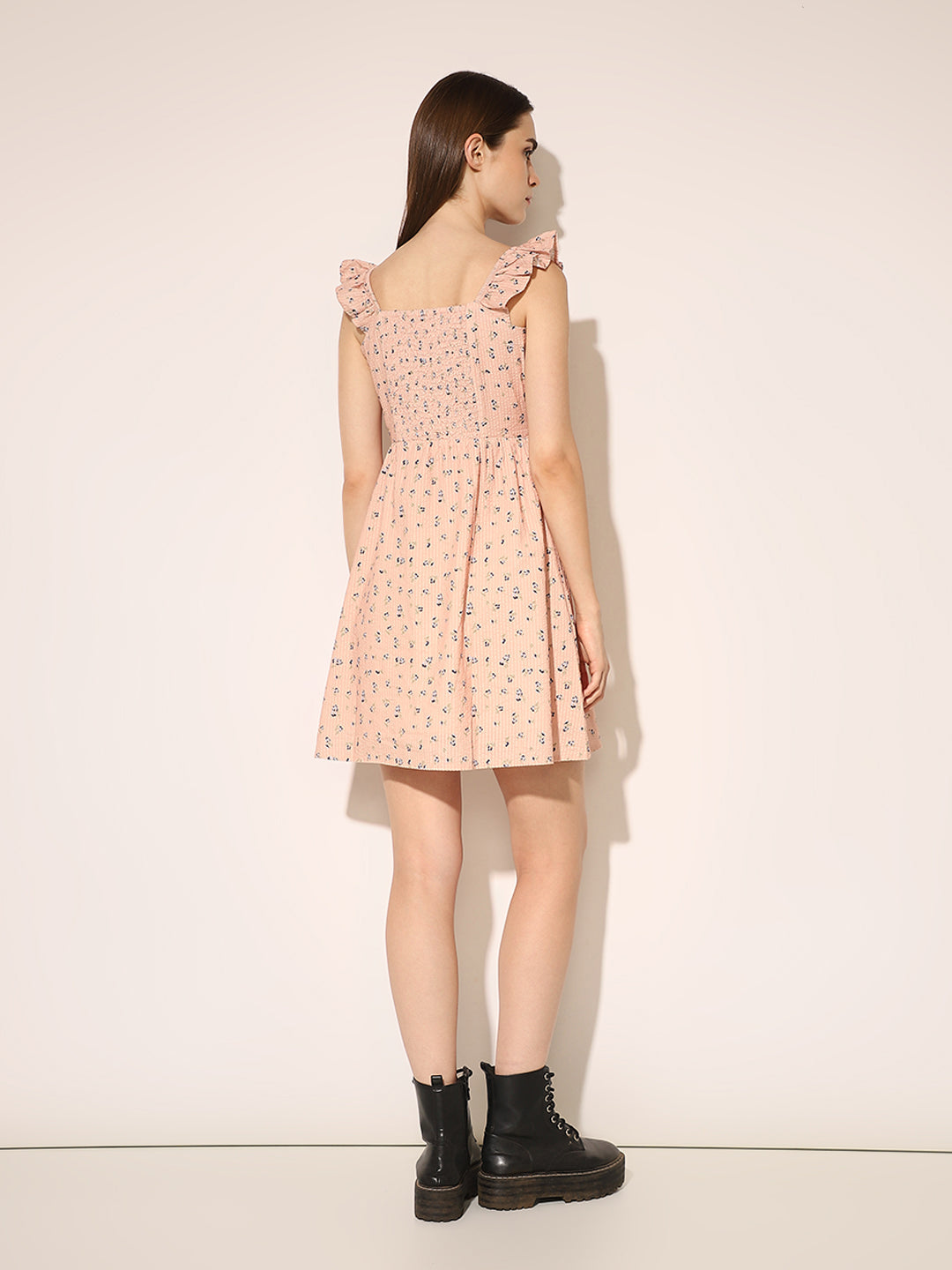 Pink Printed Mini Dress