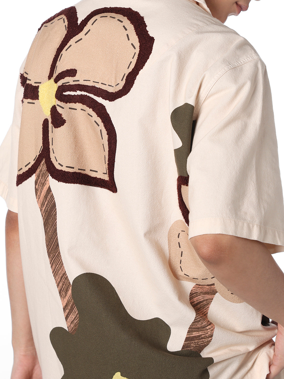 Beige Printed Cotton Shirt
