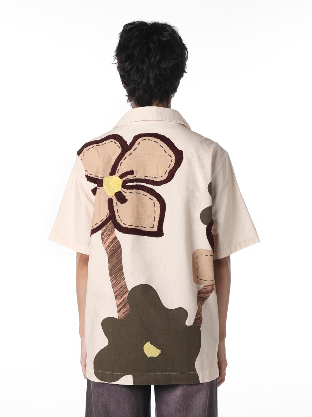 Beige Printed Cotton Shirt