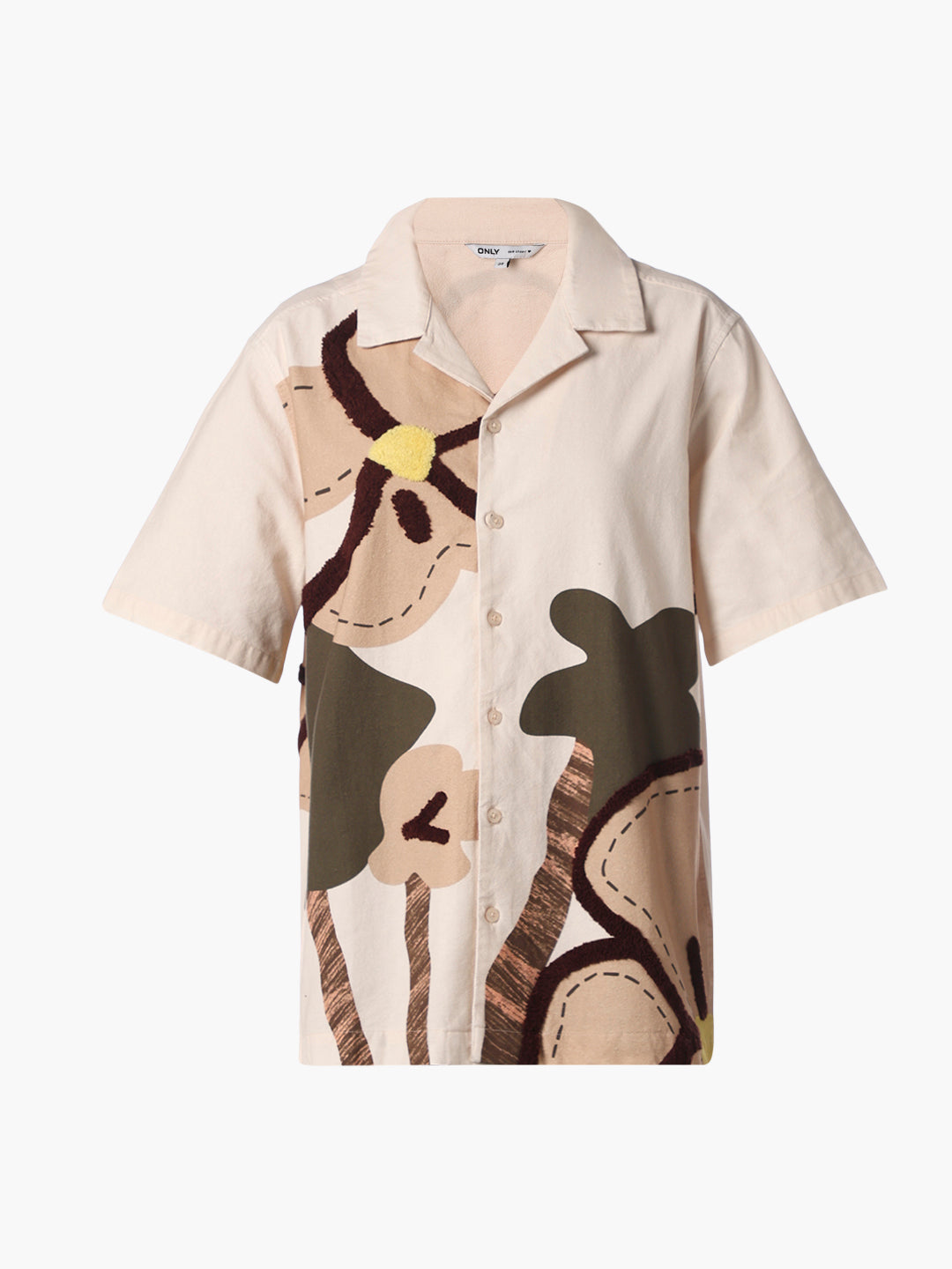 Beige Printed Cotton Shirt